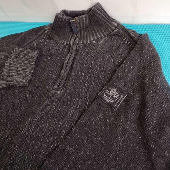Timberland Men's Black Distressed 1/4 Zip Sweater Size XL - Picture 9 of 11